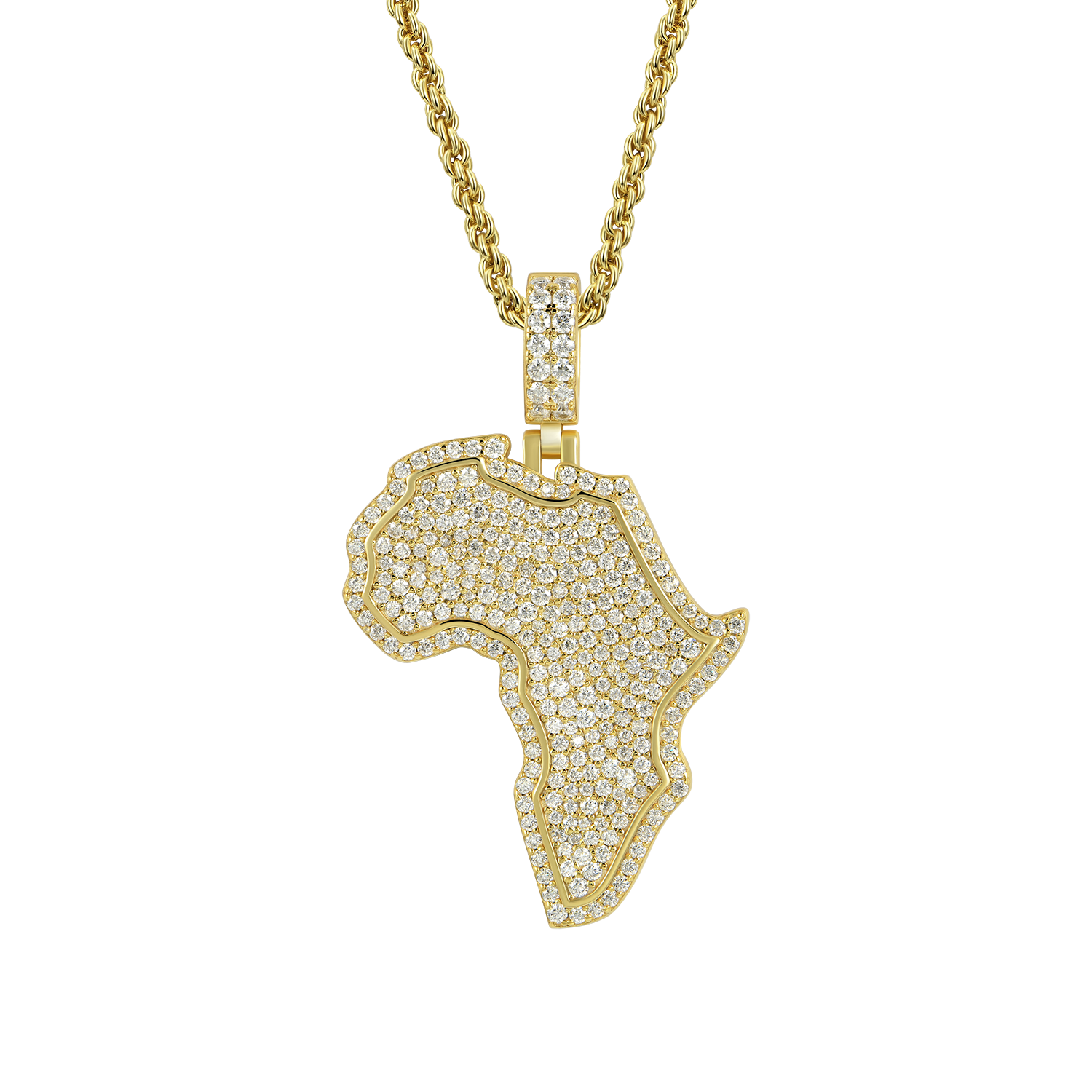 Moissanite Double-Layered Map of Africa Pendant
