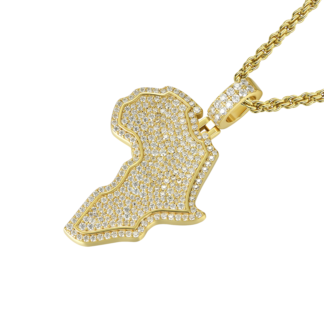 Moissanite Double-Layered Map of Africa Pendant