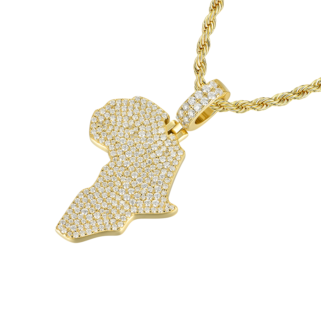 Moissanite Round Cut Map of Africa Pendant