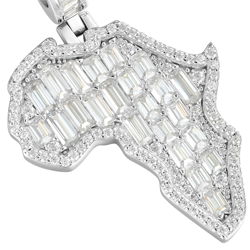 Moissanite Emerald Cut Map of Africa Pendant