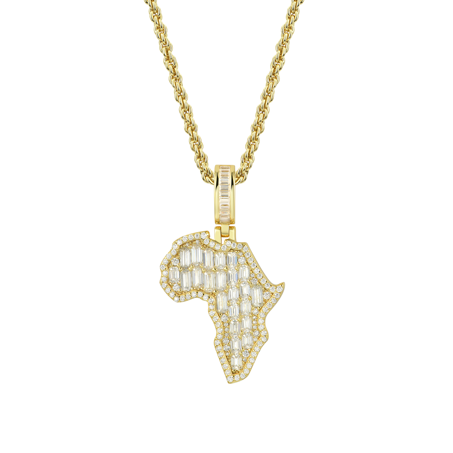 Moissanite Emerald Cut Map of Africa Pendant