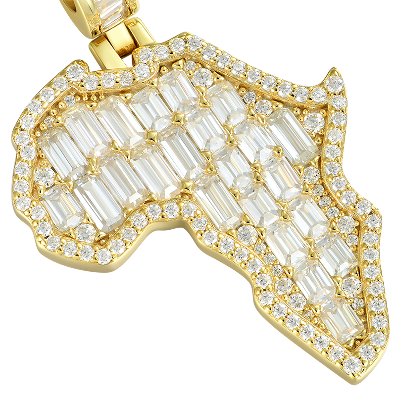 Moissanite Emerald Cut Map of Africa Pendant