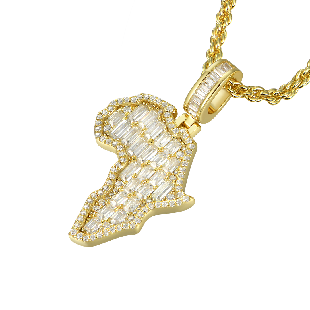 Moissanite Emerald Cut Map of Africa Pendant