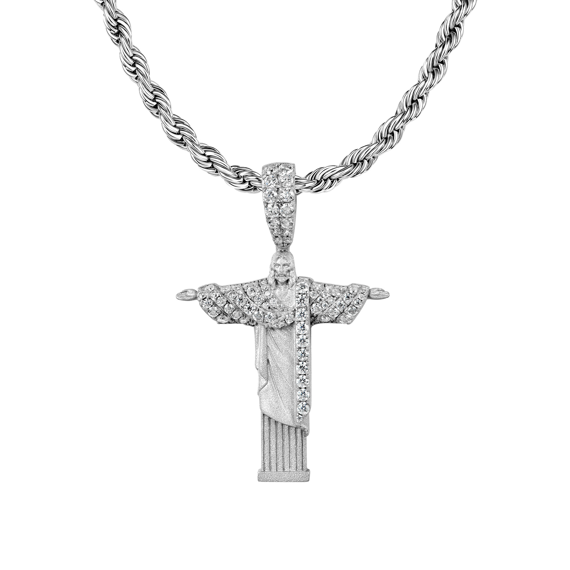 Moissanite Cristo Redentor Pendant - Micro