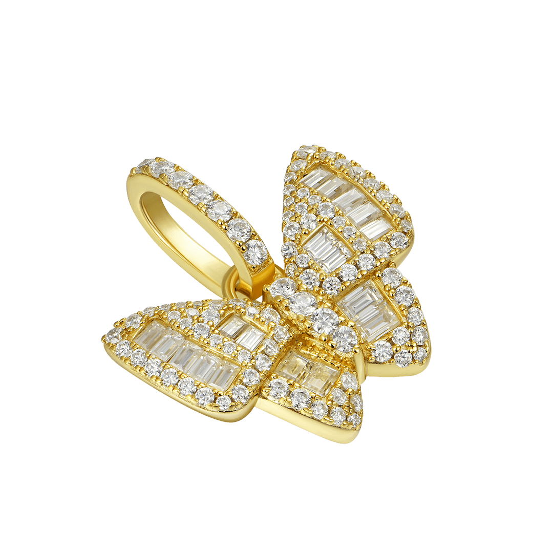 Women's Mixed Baguette Cut Butterfly Pendant