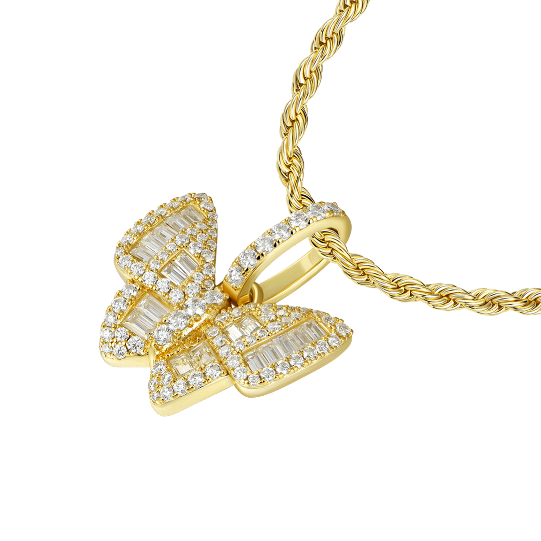 Women's Mixed Baguette Cut Butterfly Pendant