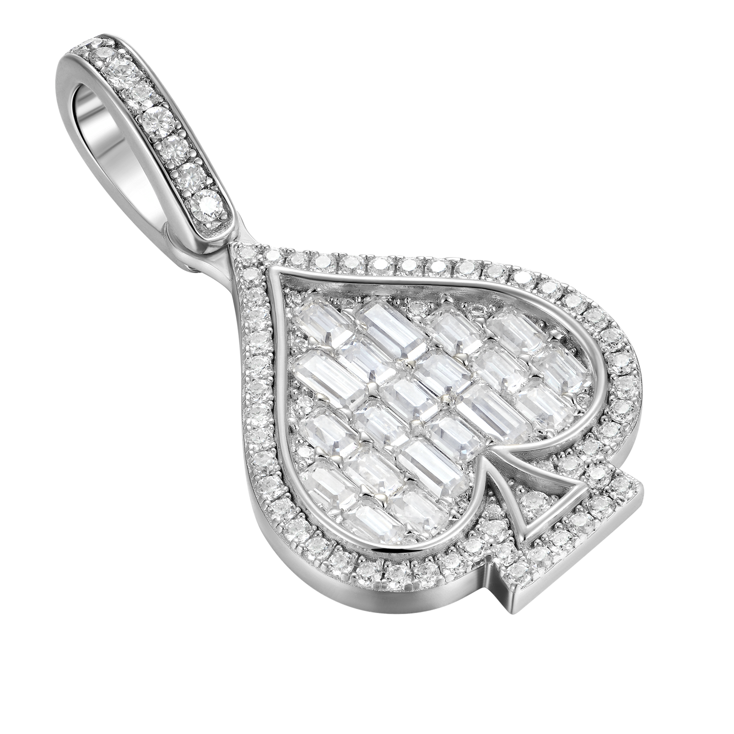 Moissanite Emerald Cut Spade Pendant