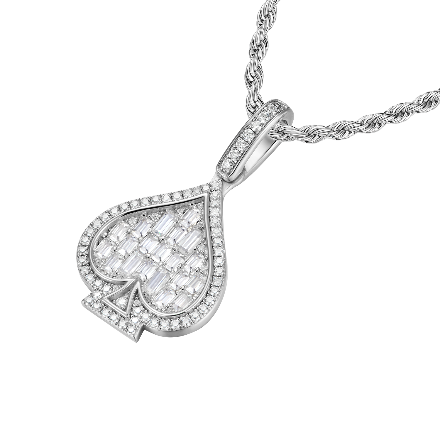 Moissanite Emerald Cut Spade Pendant