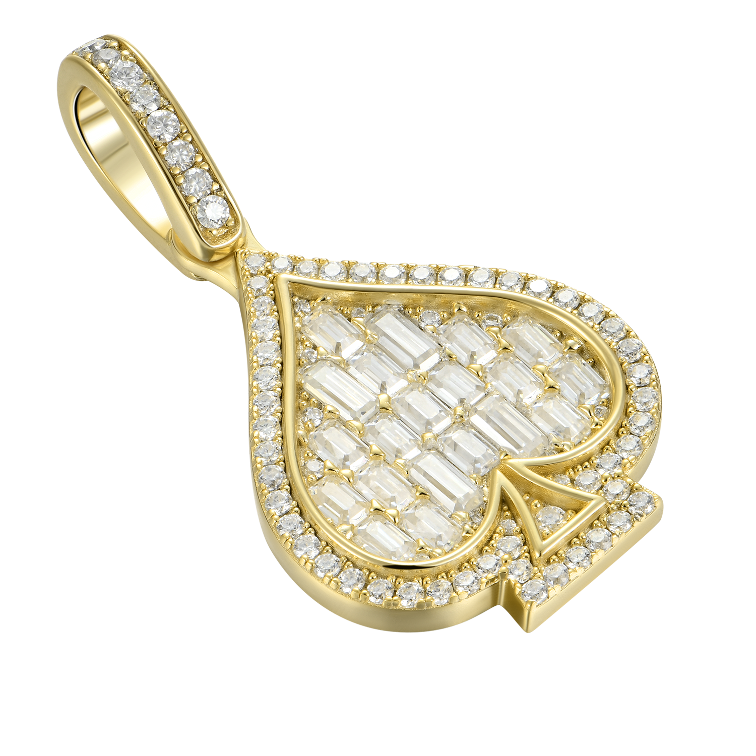 Moissanite Emerald Cut Spade Pendant