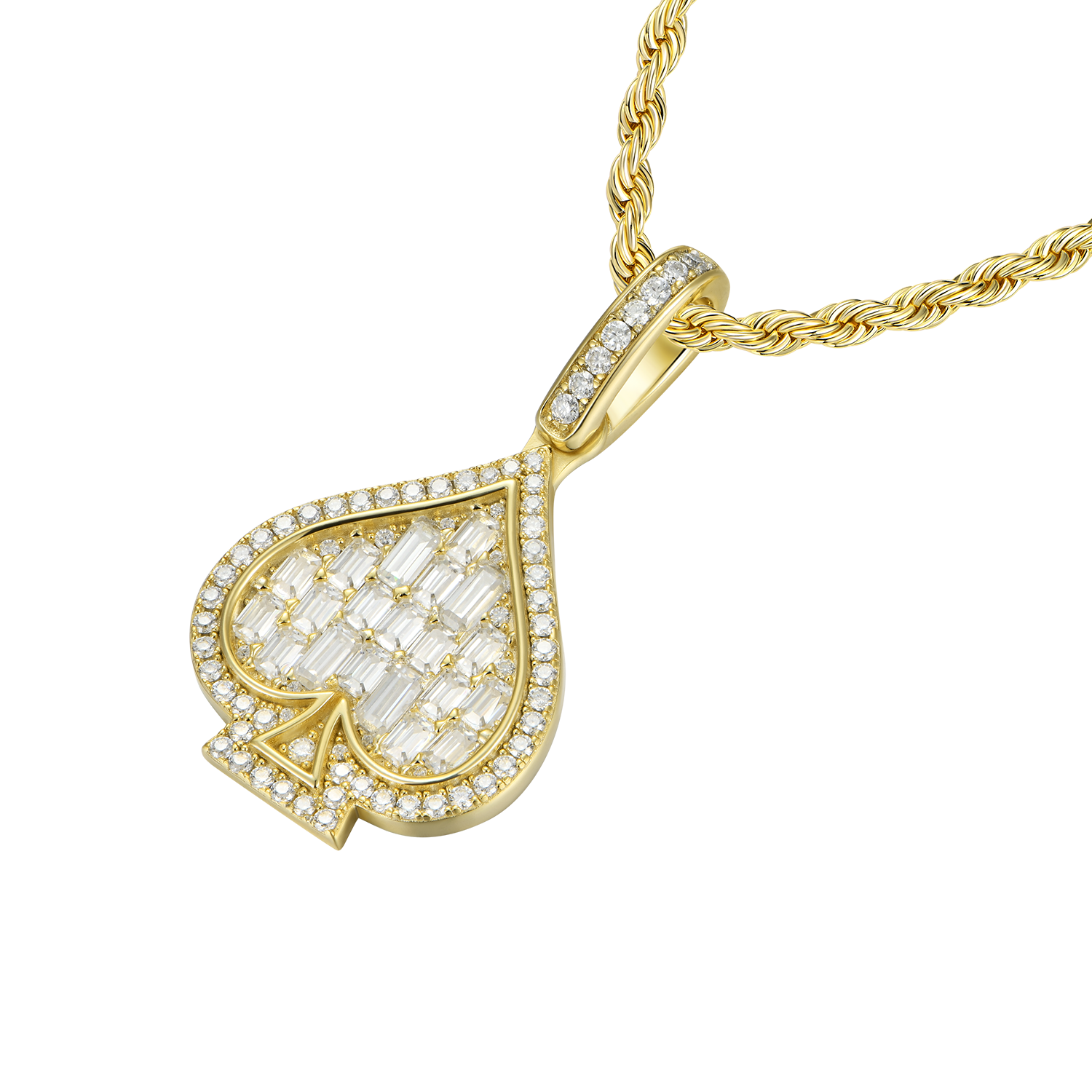 Moissanite Emerald Cut Spade Pendant