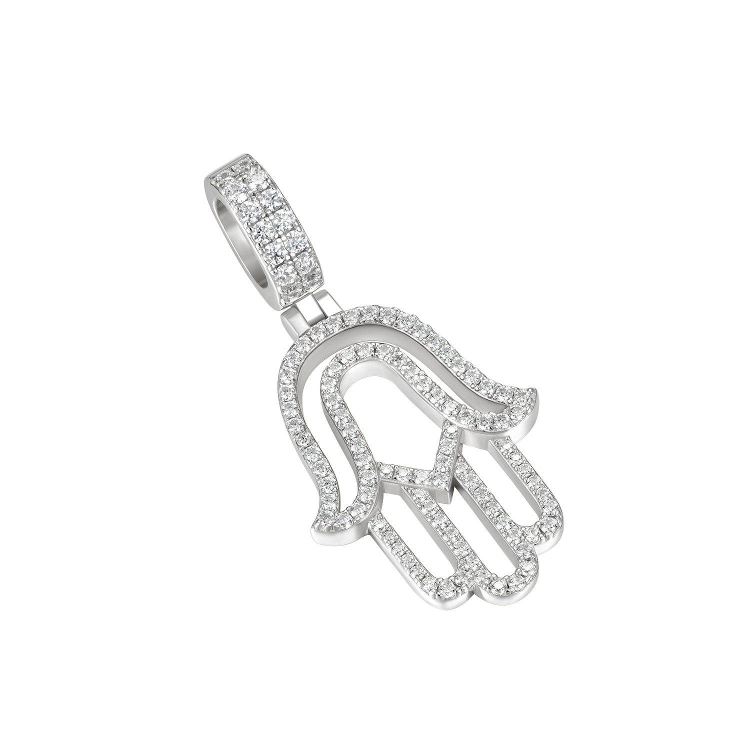 Moissanite Round Cut Hollow Hamsa Pendant