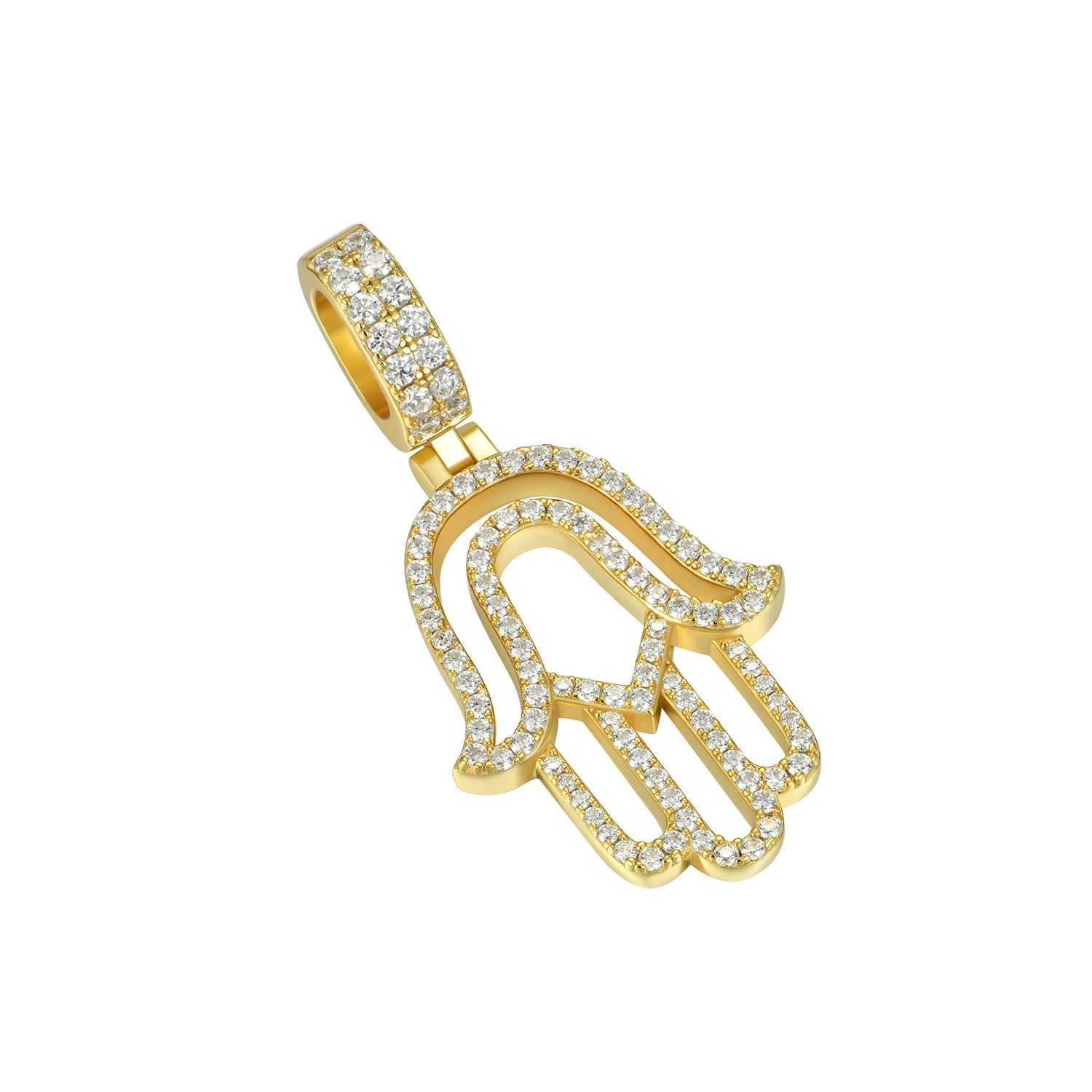 Moissanite Round Cut Hollow Hamsa Pendant