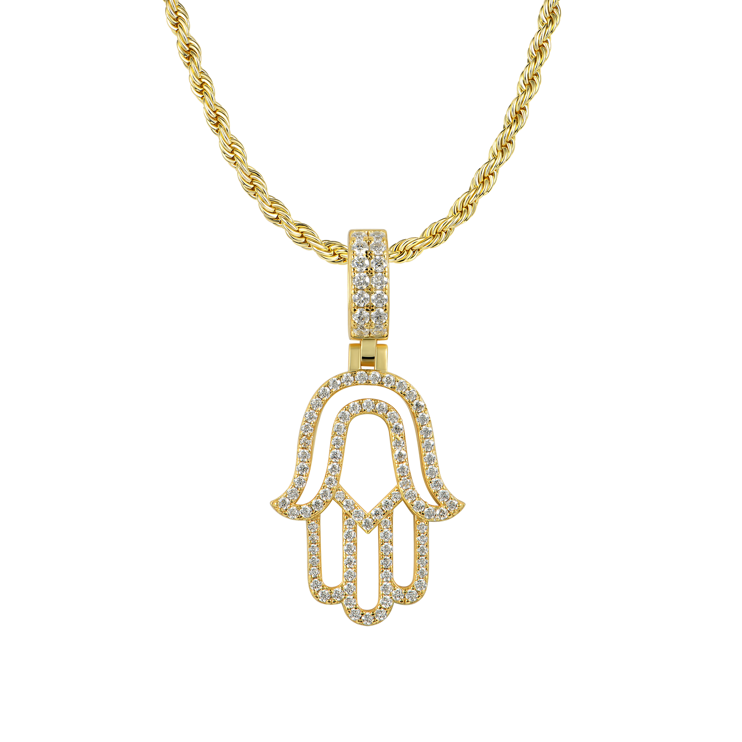 Moissanite Round Cut Hollow Hamsa Pendant