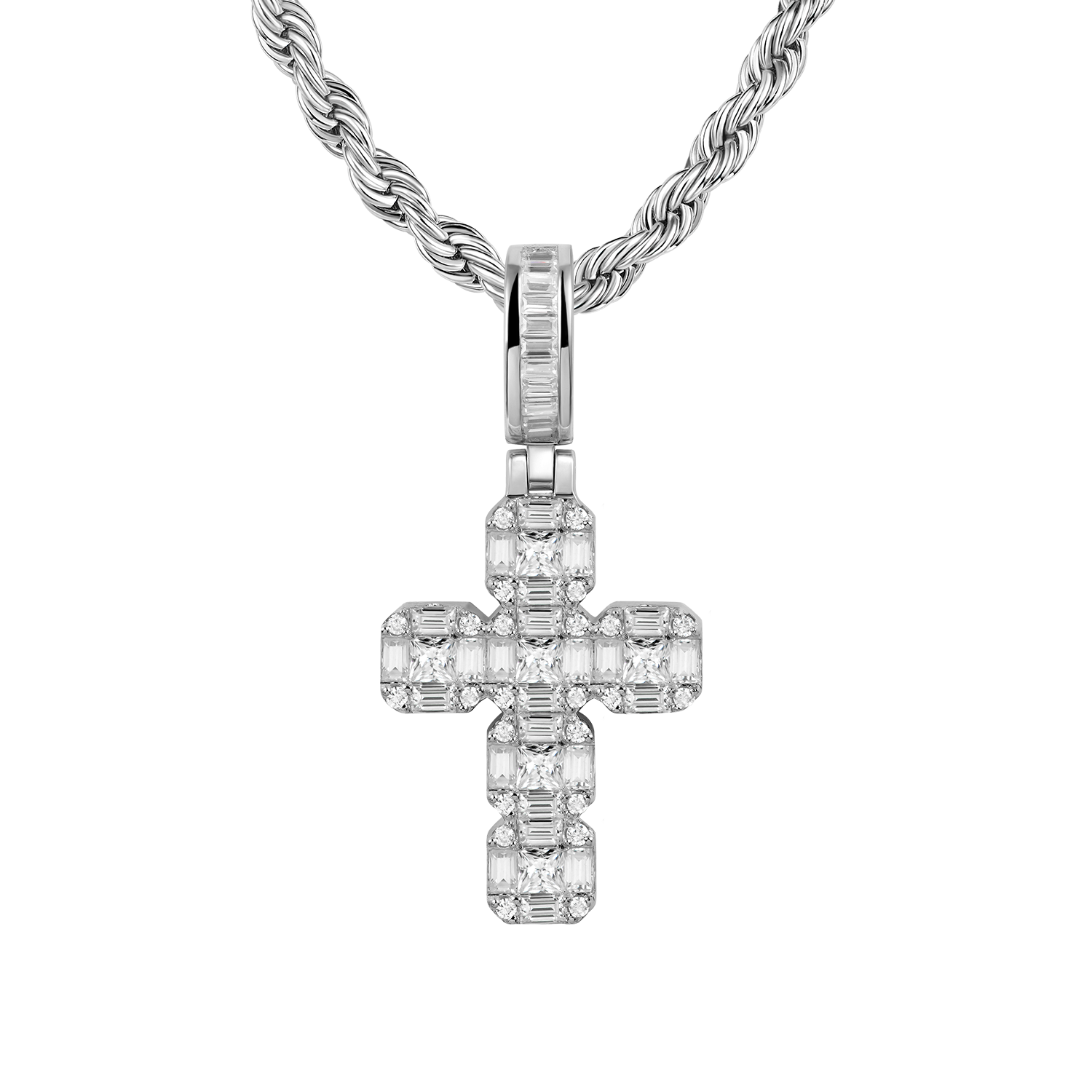 Moissanite Cluster Cross Pendant