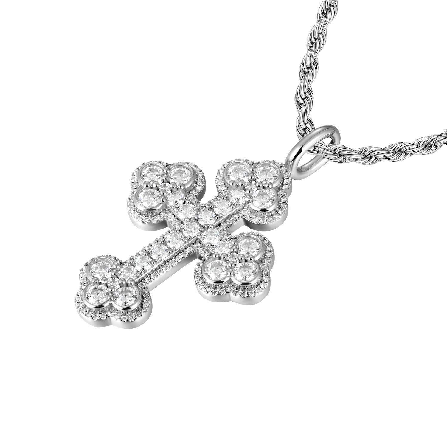 Moissanite Double-Layered Bottoni Cross Pendant