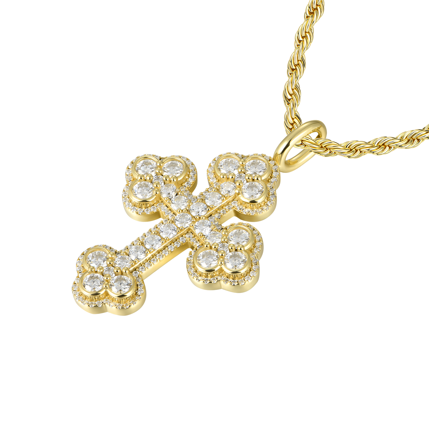Moissanite Double-Layered Bottoni Cross Pendant