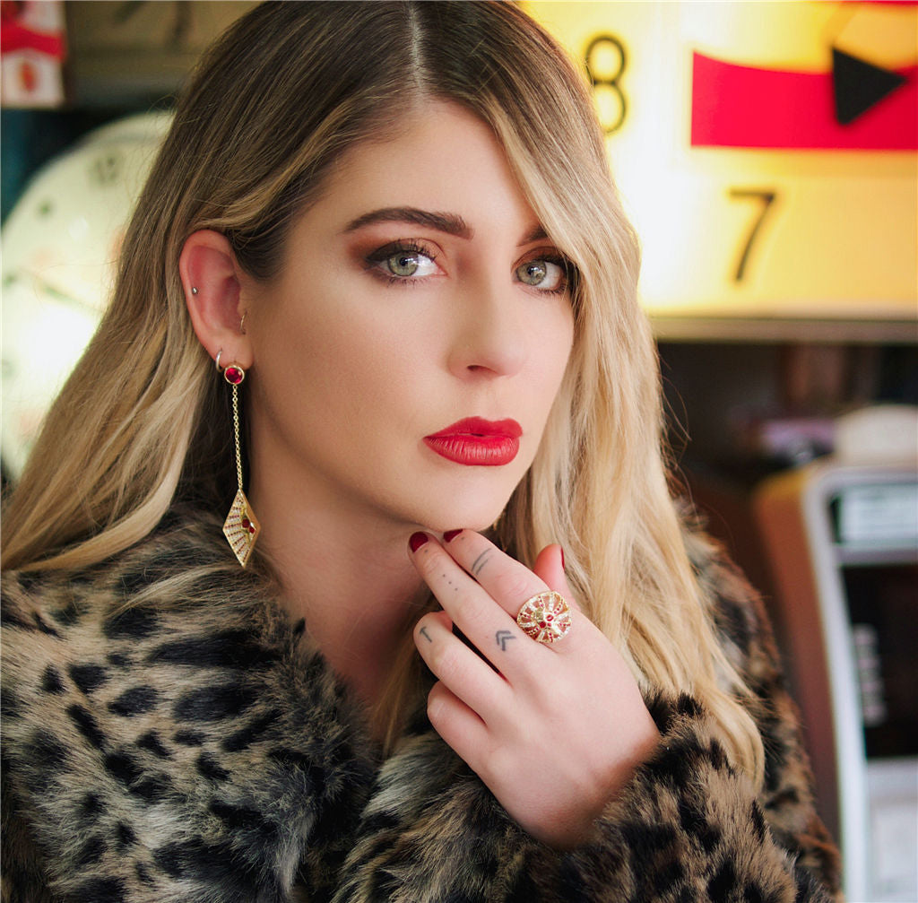 Red Iced Skull Earrings