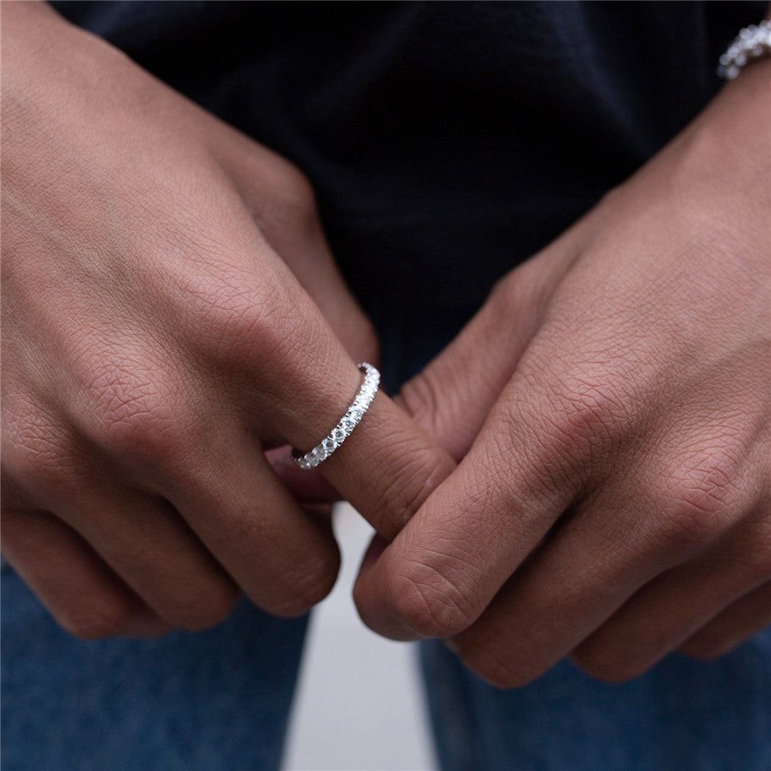 Moissanite Round Eternity Ring