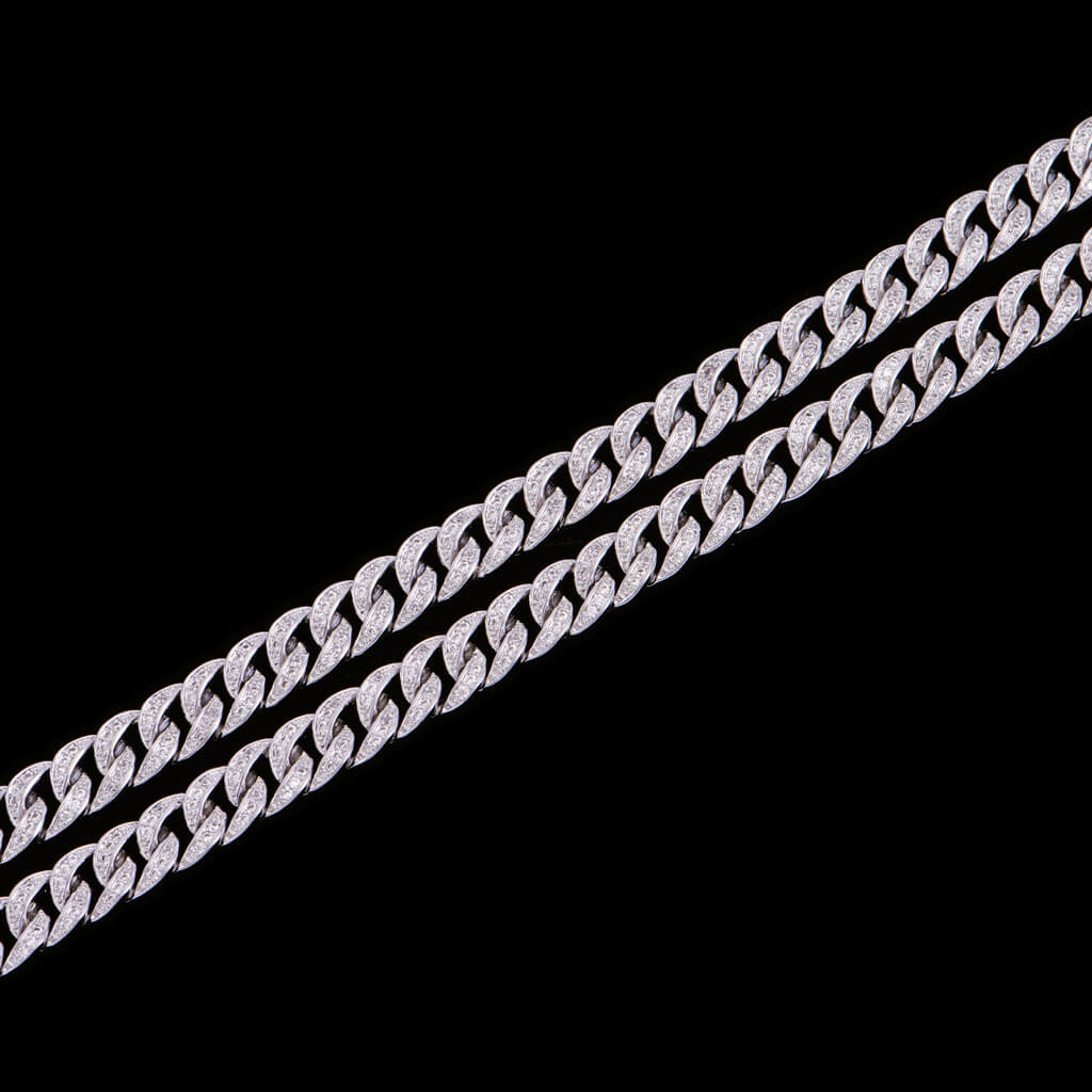 16" White Gold Iced Cuban Chain - 8mm