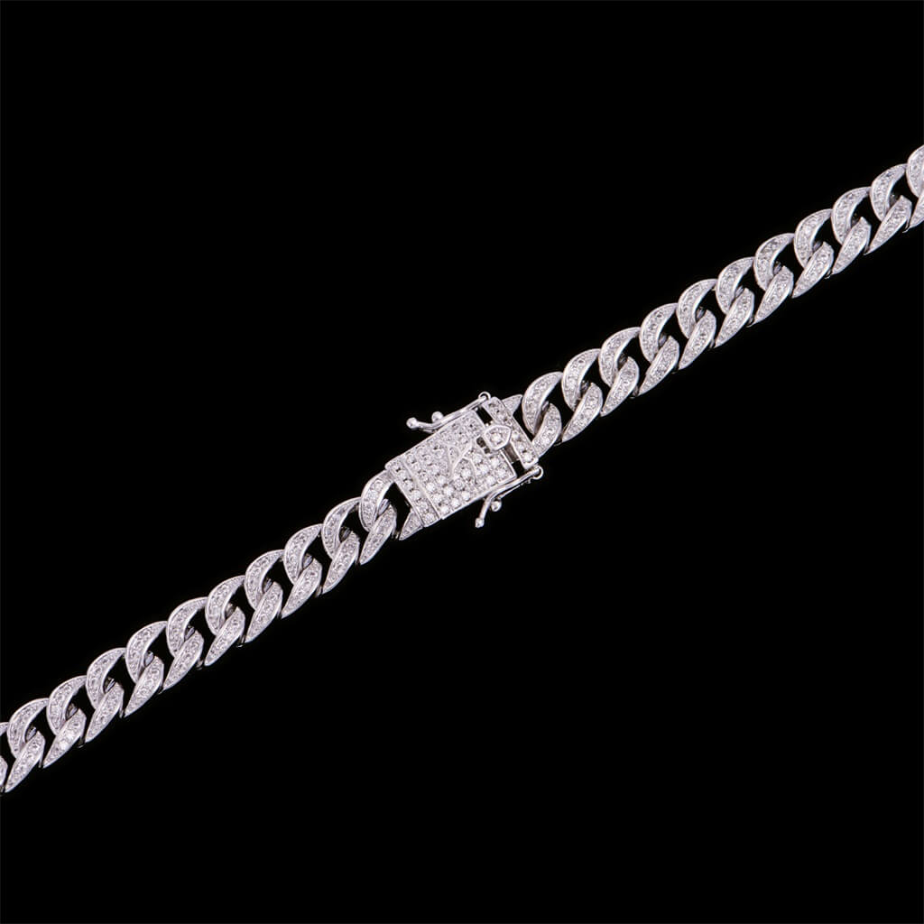 16" White Gold Iced Cuban Chain - 8mm