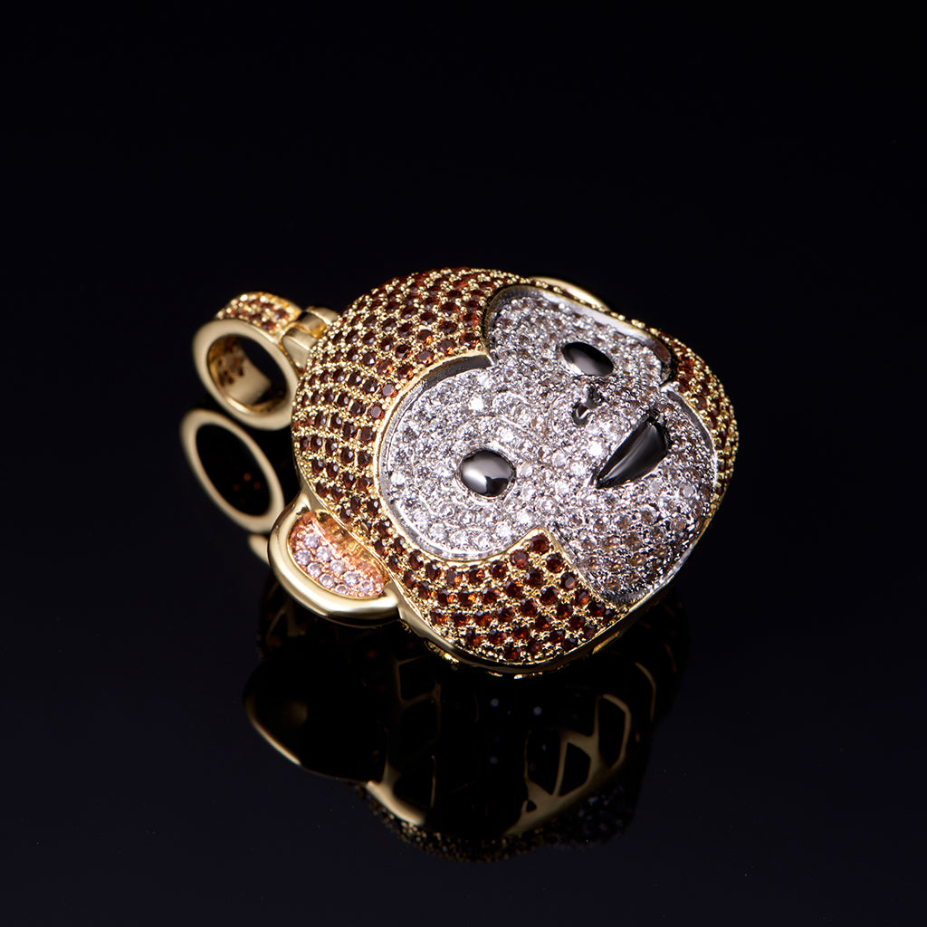 Iced Monkey Face Emoji Pendant