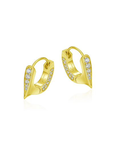 S925 WONG Ⅱ Ridge Iced Out Hoop Earrings - Pair