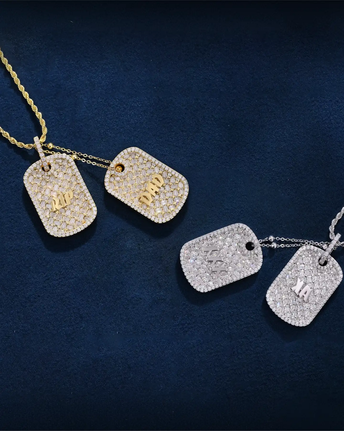 Custom Emerald Cut Double Dog Tag Pendant