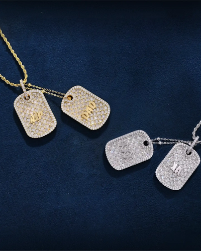 Custom Emerald Cut Double Dog Tag Pendant