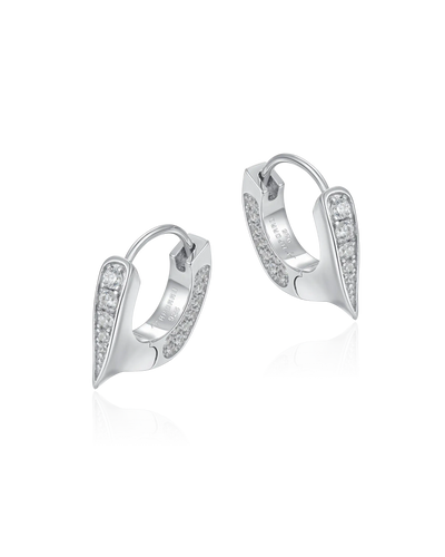 S925 WONG Ⅱ Ridge Iced Out Hoop Earrings - Pair