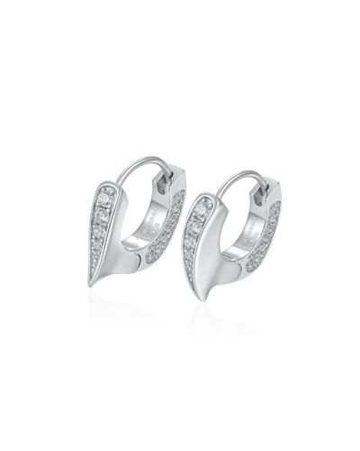 S925 WONG Ⅱ Ridge Iced Out Hoop Earrings - Pair