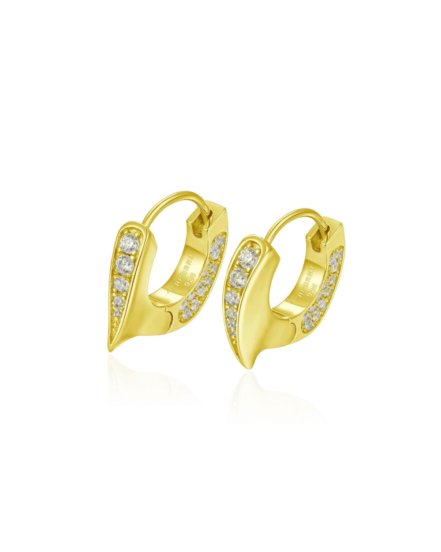 S925 WONG Ⅱ Ridge Iced Out Hoop Earrings - Pair