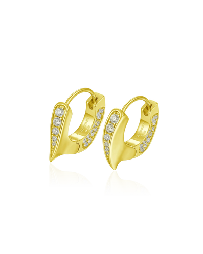 S925 WONG Ⅱ Ridge Iced Out Hoop Earrings - Pair