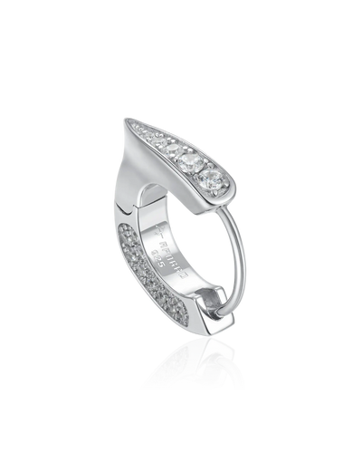 S925 WONG Ⅱ Ridge Iced Out Hoop Earrings - Pair