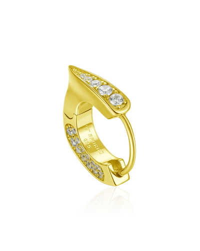 S925 WONG Ⅱ Ridge Iced Out Hoop Earrings - Pair