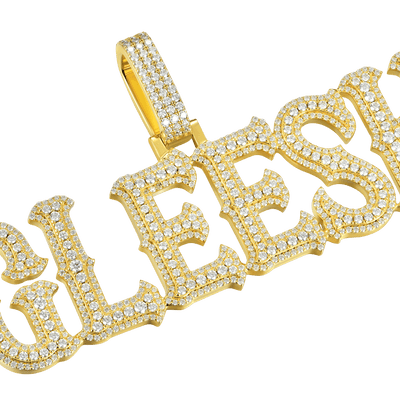 Custom Moissanite Bosox Font/Number Gold Name Pendant - Rose Gold