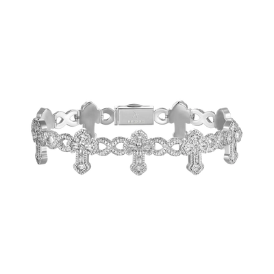 Infinity Link Emerald Cut Cross Bracelet - 8mm