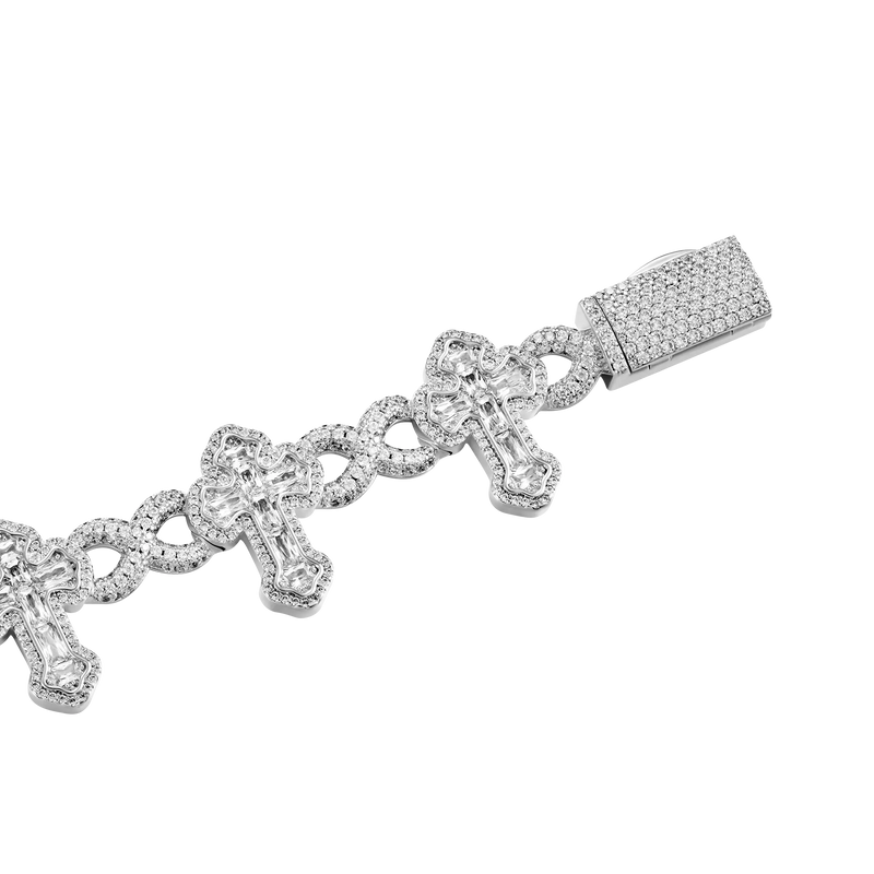 Infinity Link Emerald Cut Cross Bracelet Custom - 8mm