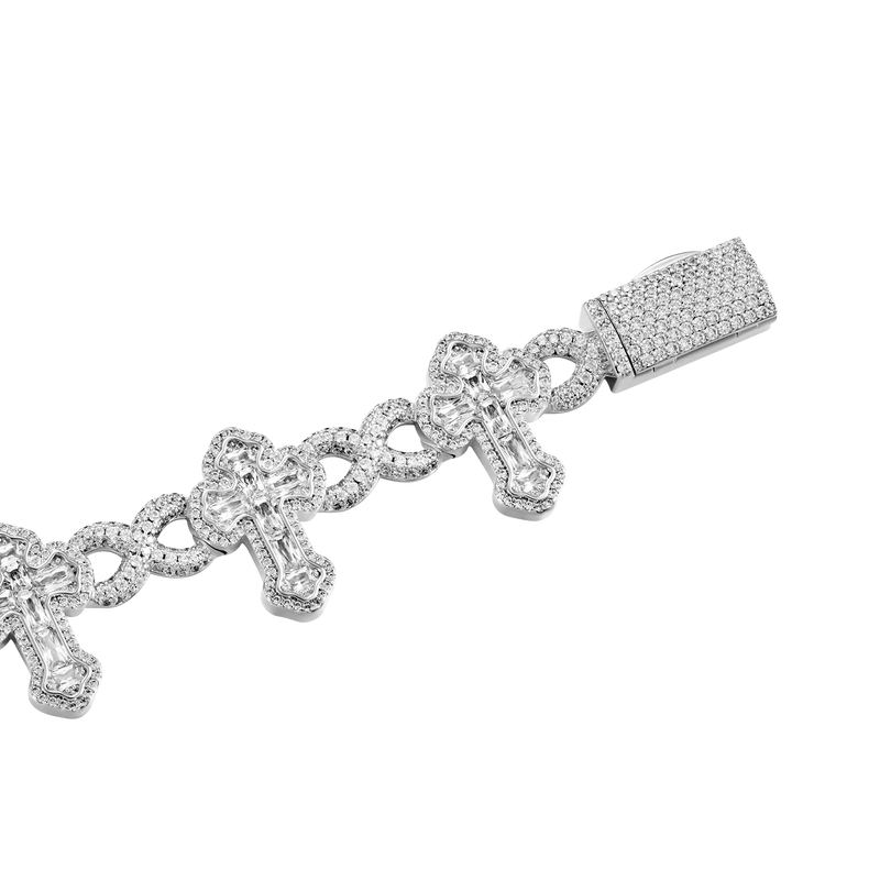 Infinity Link Emerald Cut Cross Bracelet Custom - 8mm - APORRO