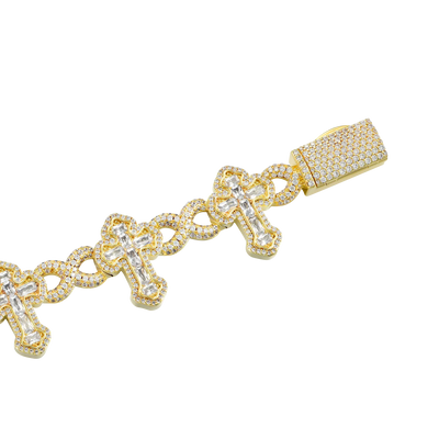 Infinity Link Emerald Cut Cross Bracelet - 8mm