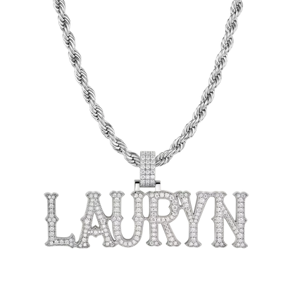 Custom Moissanite Bosox Font/Number Gold Name Pendant