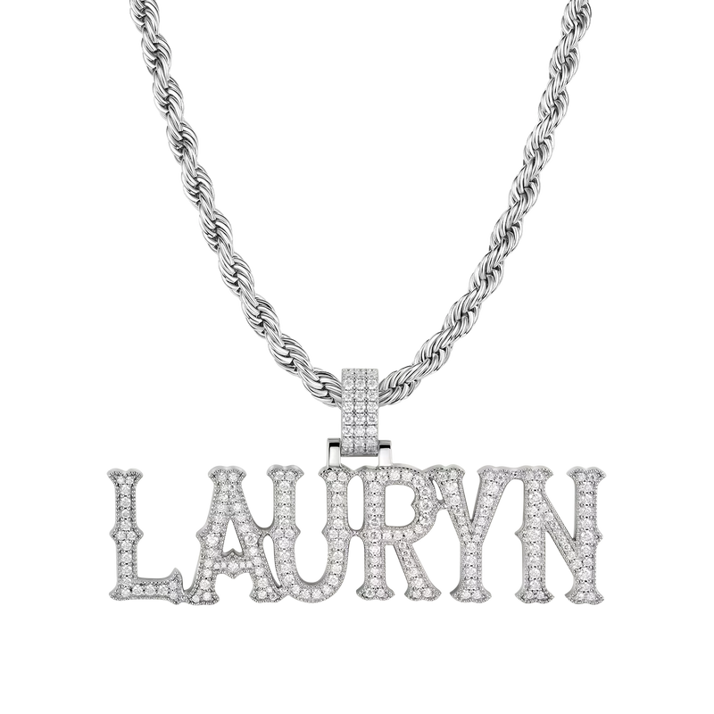 Custom Moissanite Bosox Font Pendant