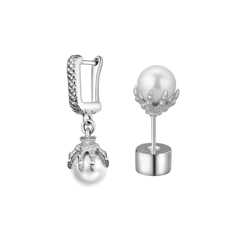 WONG Dragon Pearl Dangly & Stud Earring Set - APORRO