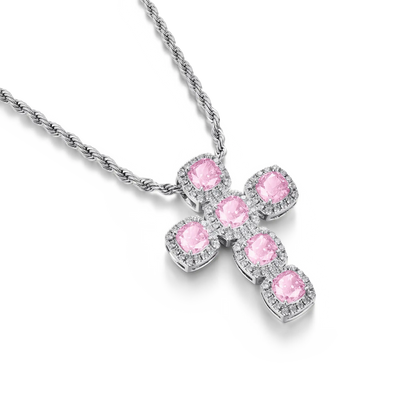 Radiant Cut Clustered Cross Pendant
