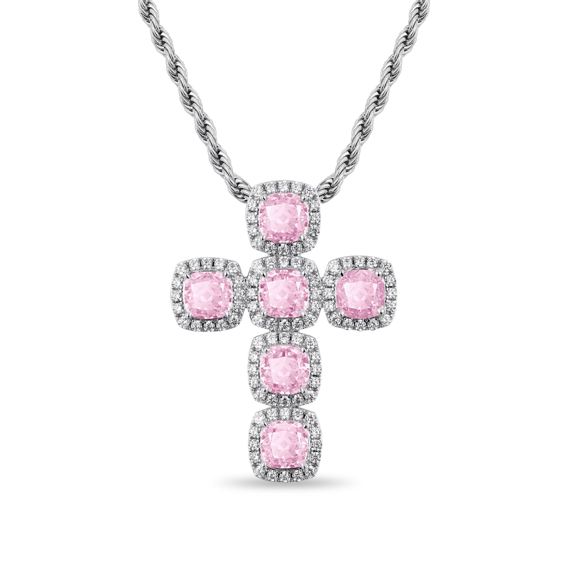 Radiant Cut Clustered Cross Pendant - APORRO