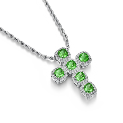 Radiant Cut Clustered Cross Pendant
