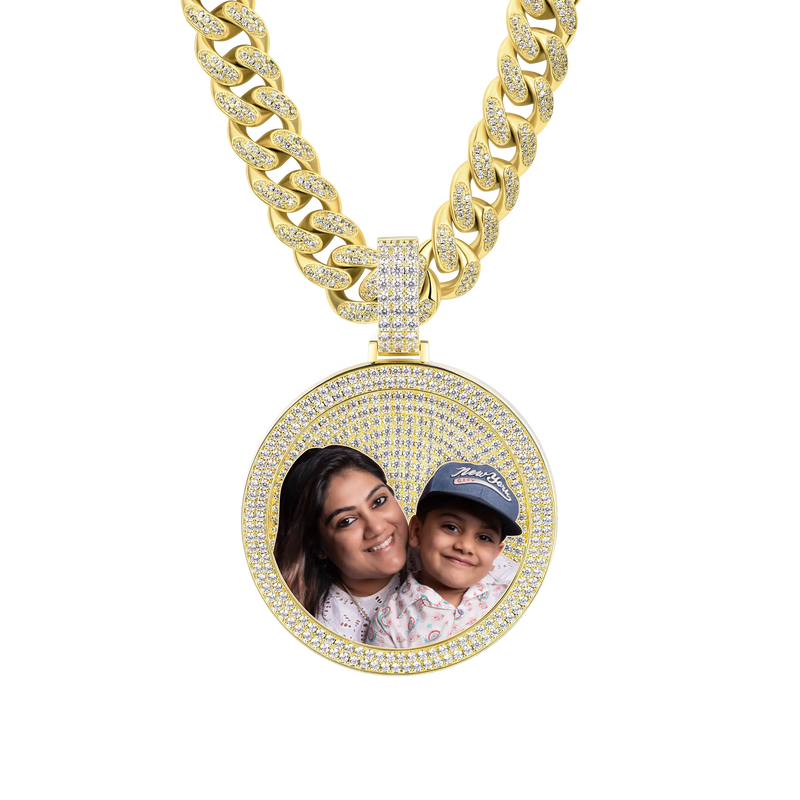 Custom 50mm Moissanite Symbol Round Pendant - Urban Jewelry - APORRO