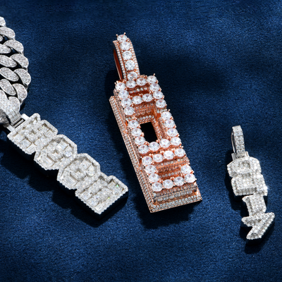 Custom Iced Vertical Letter Pendant