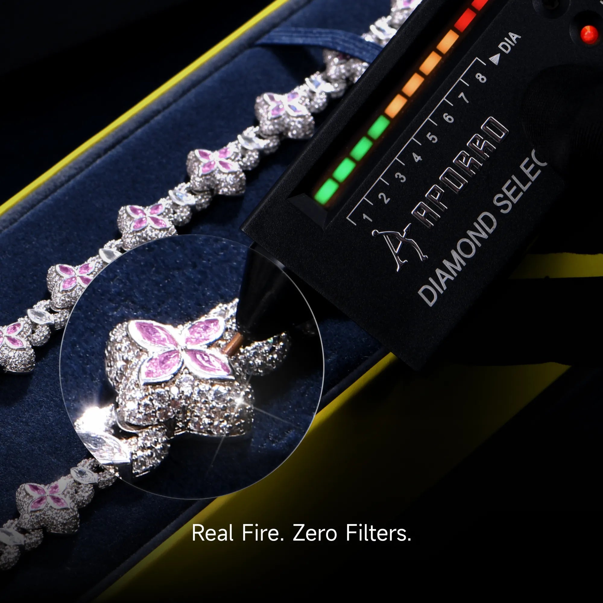 Moissanite Luminous Clover Necklace & Wallet Chain - Pink Diamond