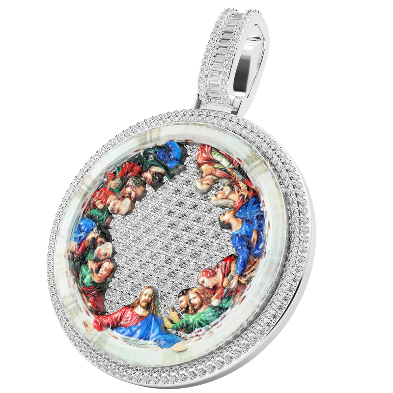 White Gold Moissanite Enamel Custom Pendant - APORRO Hip Hop Jewelry - APORRO