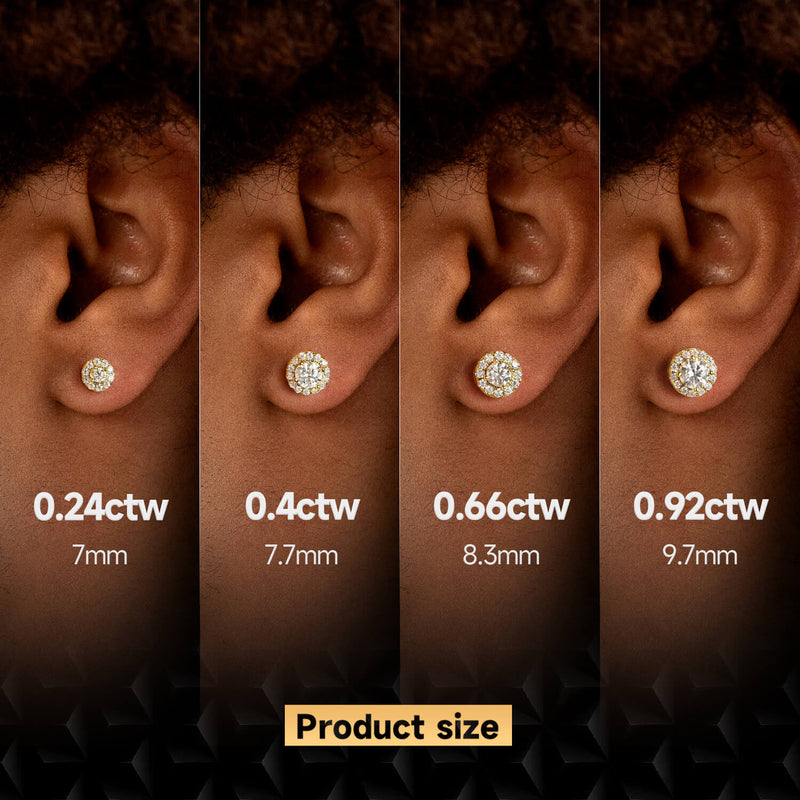 Halo Round Cut Moissanite Stud Earring - Single - APORRO
